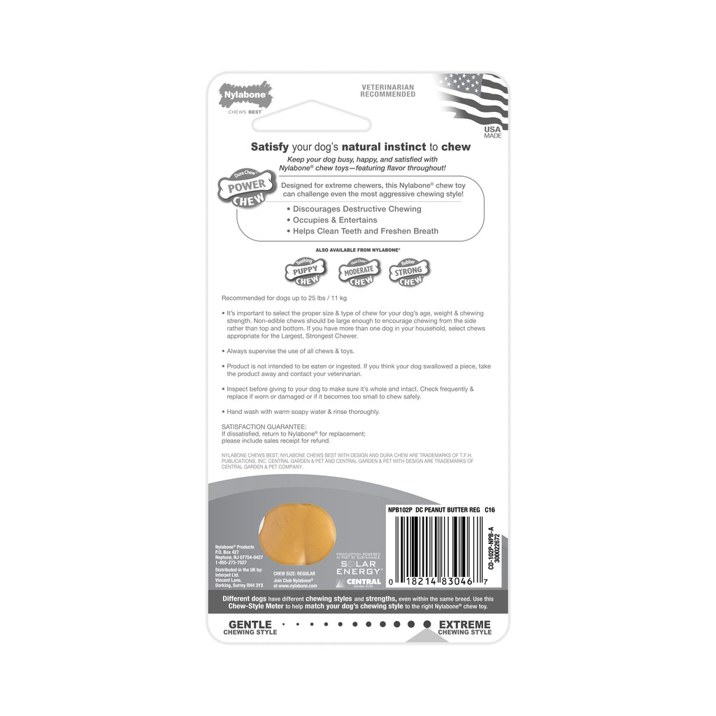 Nylabone Power Chew Dog Toy Peanut Butter 1ea/SMall/Regular - Up To 25 Ibs.