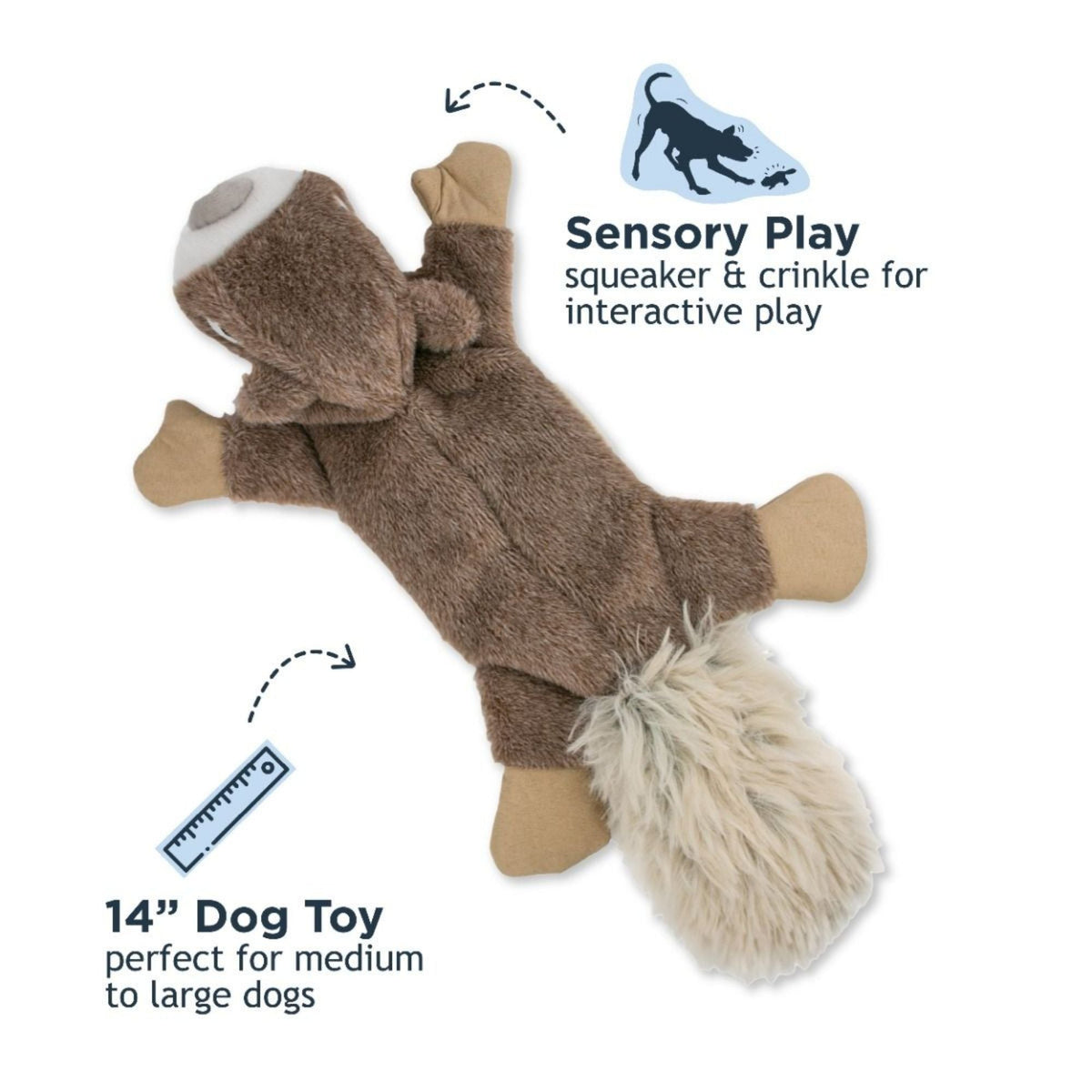 Tall Tails Dog Plush Stuffless Squirrel 16 Inches