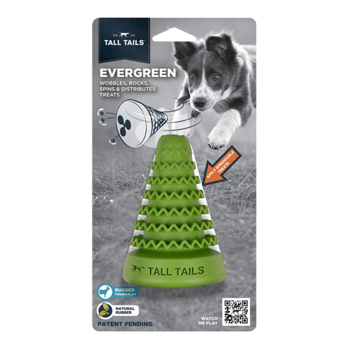 Tall Tails Dog Natural Rubber Evergreen 4in.