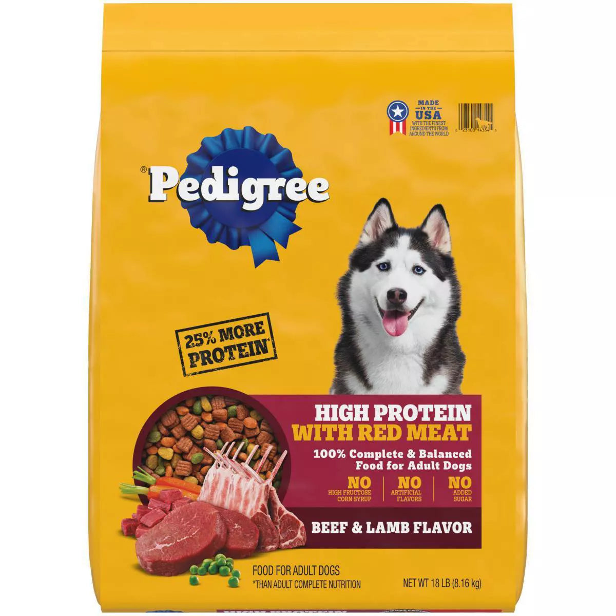 Pedigree Adult High Protein Red Meat Dry Dog Food 18lb