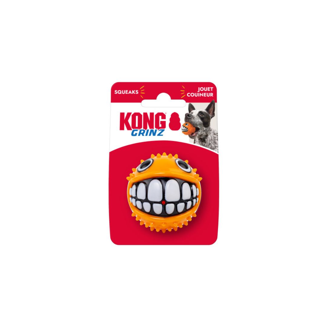 KONG Grinz Puffer Fish Dog Toy Orange, 1ea/SM