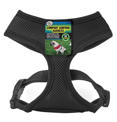 Four Paws Comfort Control Harness For Dogs Black, 1ea/Medium 1 ct