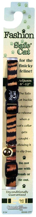 Coastal Safe Cat Fashion Adjustable Breakaway Collar Tiger 3/8X12
