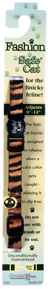 Coastal Safe Cat Fashion Adjustable Breakaway Collar Tiger 3/8X12