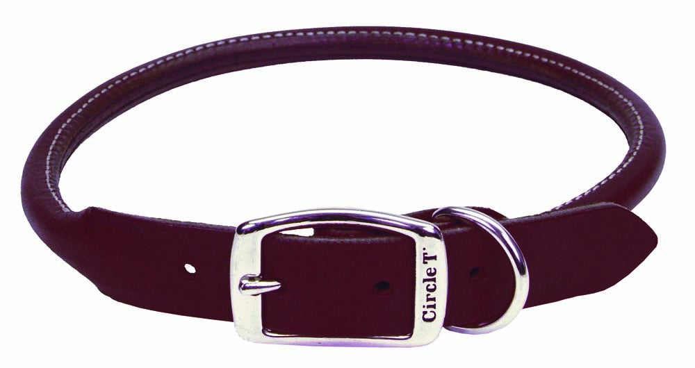 Coastal Circle T Latigo Leather Round Dog Collar 3/4X20in
