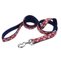 Coastal Ribbon Nylon Leash Red with White Paws 1x6ft