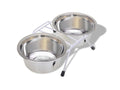 Van Ness Stainless Steel Double Dog Bowl in wire rack 32oz