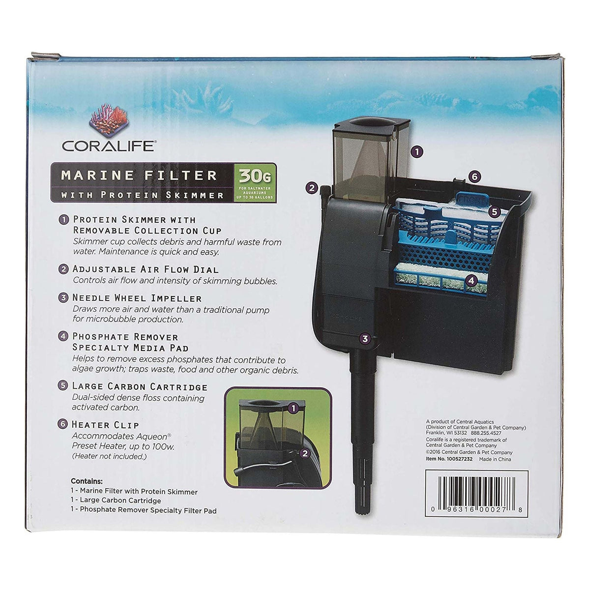 Coralife Marine Filter w/Protein Skimmer 1ea/30 gal