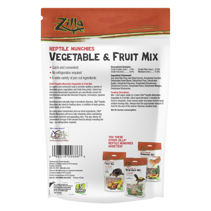 Zilla Small Animal Munchies Vegetable & Fruit Mix Food 4oz