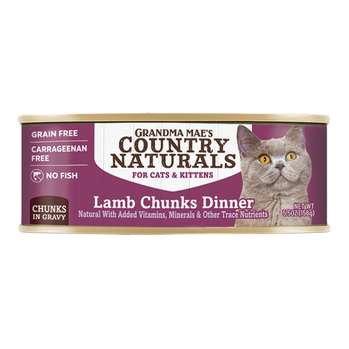 Grandma Mae's Country Naturals Cat Grain Free Lamb Chunks Dinner 5.5oz. (Case of 24)