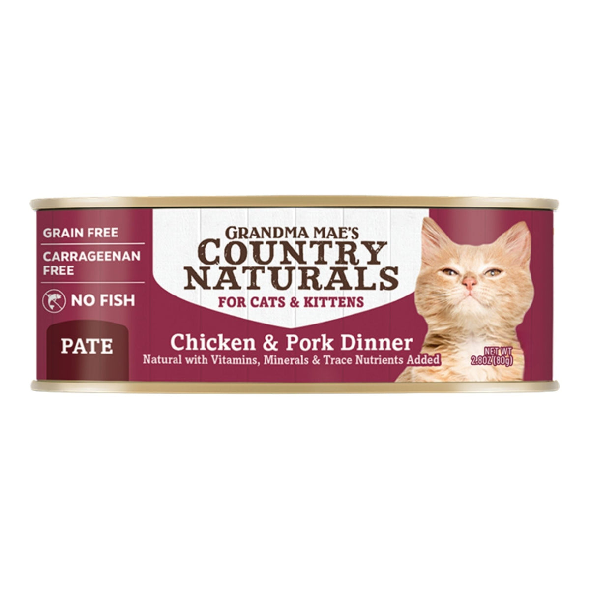 Grandma Mae's Country Naturals Cat Grain Free Pate Chicken & Pork 2.8oz. (Case of 24)