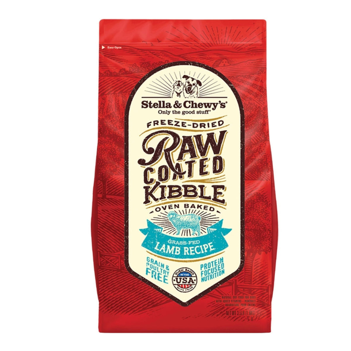 Stella & Chewys Dog Kibble - Raw Coated Grass Fed Lamb Recipe 3.5Lbs