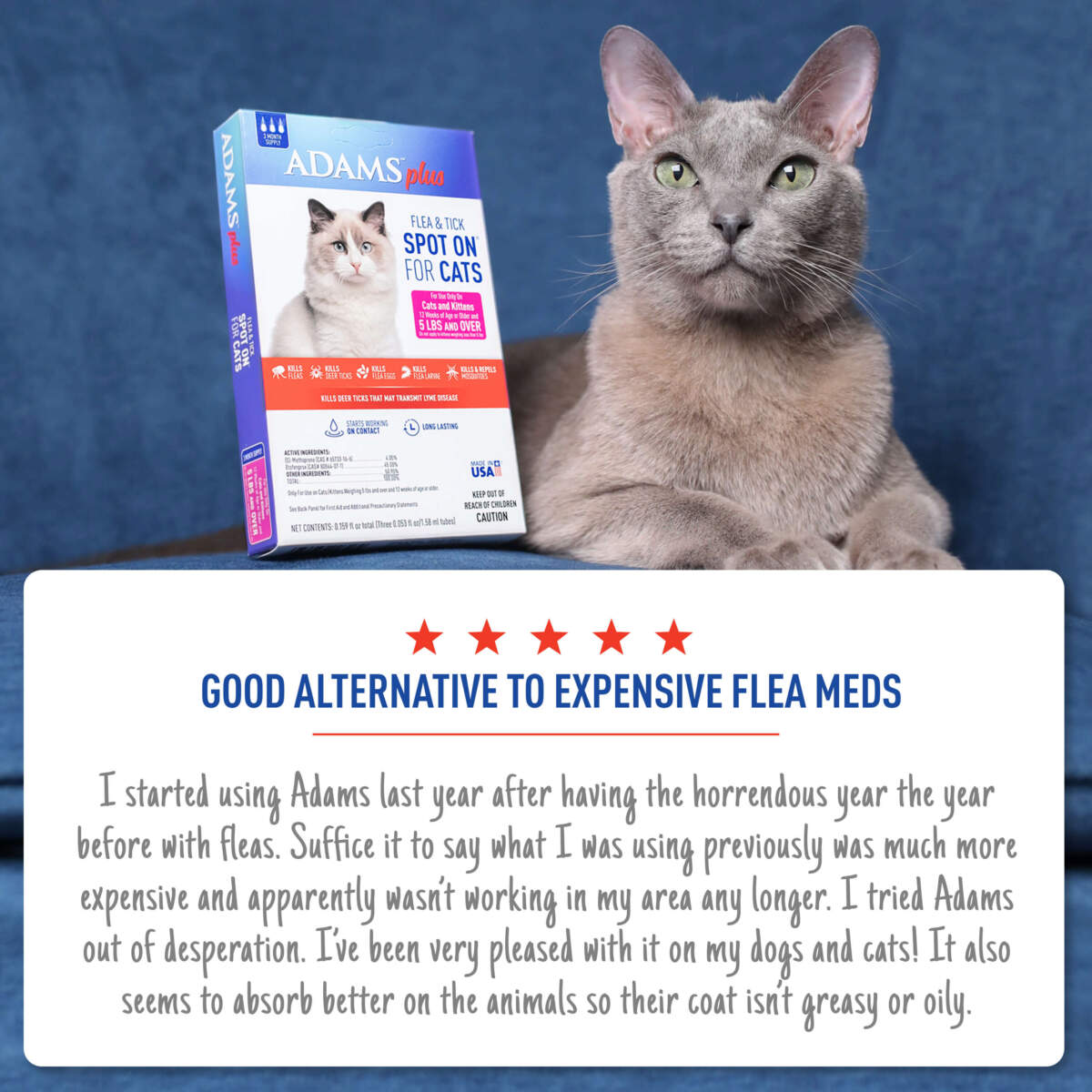 Adams Plus Flea & Tick Spot On for Cats Greater Than 5lbs 3 Month