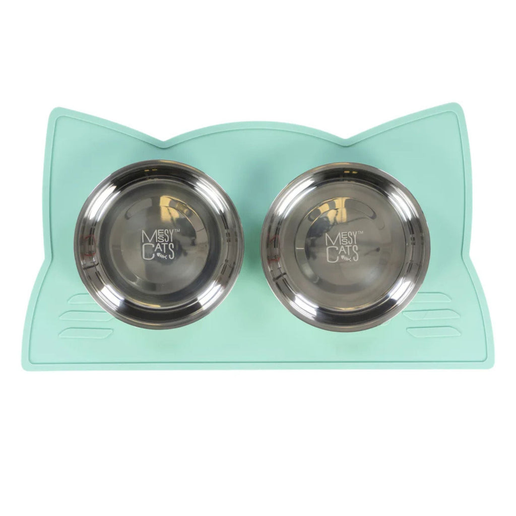 Messy Mutts Cat Silicone Bowl Mat Mint