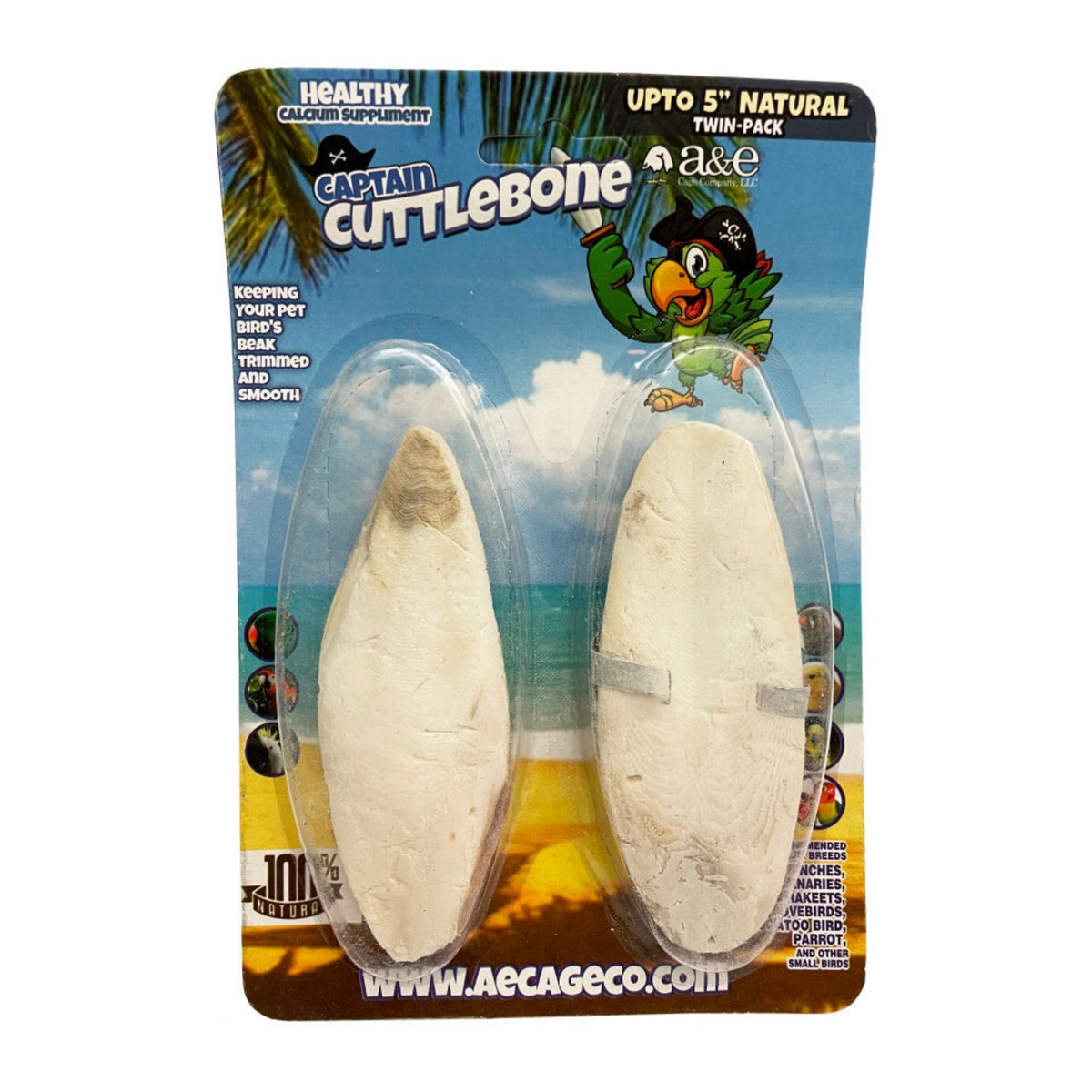 A & E Cages Natural Cuttlebone 1ea/5 in, 2 pk  (Pack of 3)