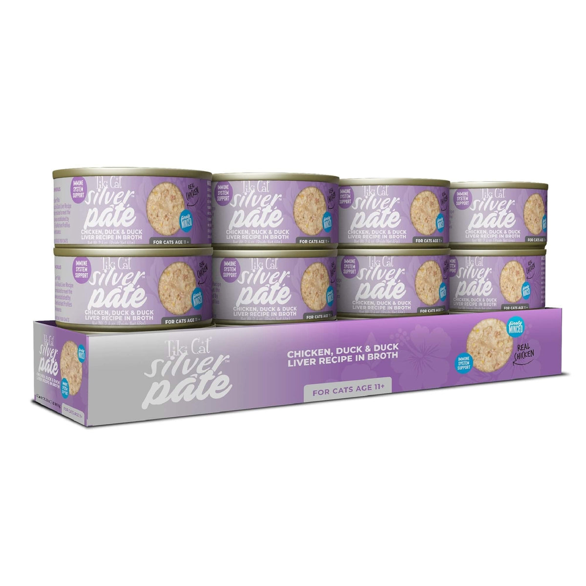 Tiki Pet Cat Silver Pate Chicken, Duck, Duck Liver 2.4oz. (Case of 12)