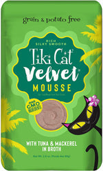 Tiki Pets Cat Velvet Mousse Tuna and Mackerel in Broth 2.8oz. (Case Of 12)