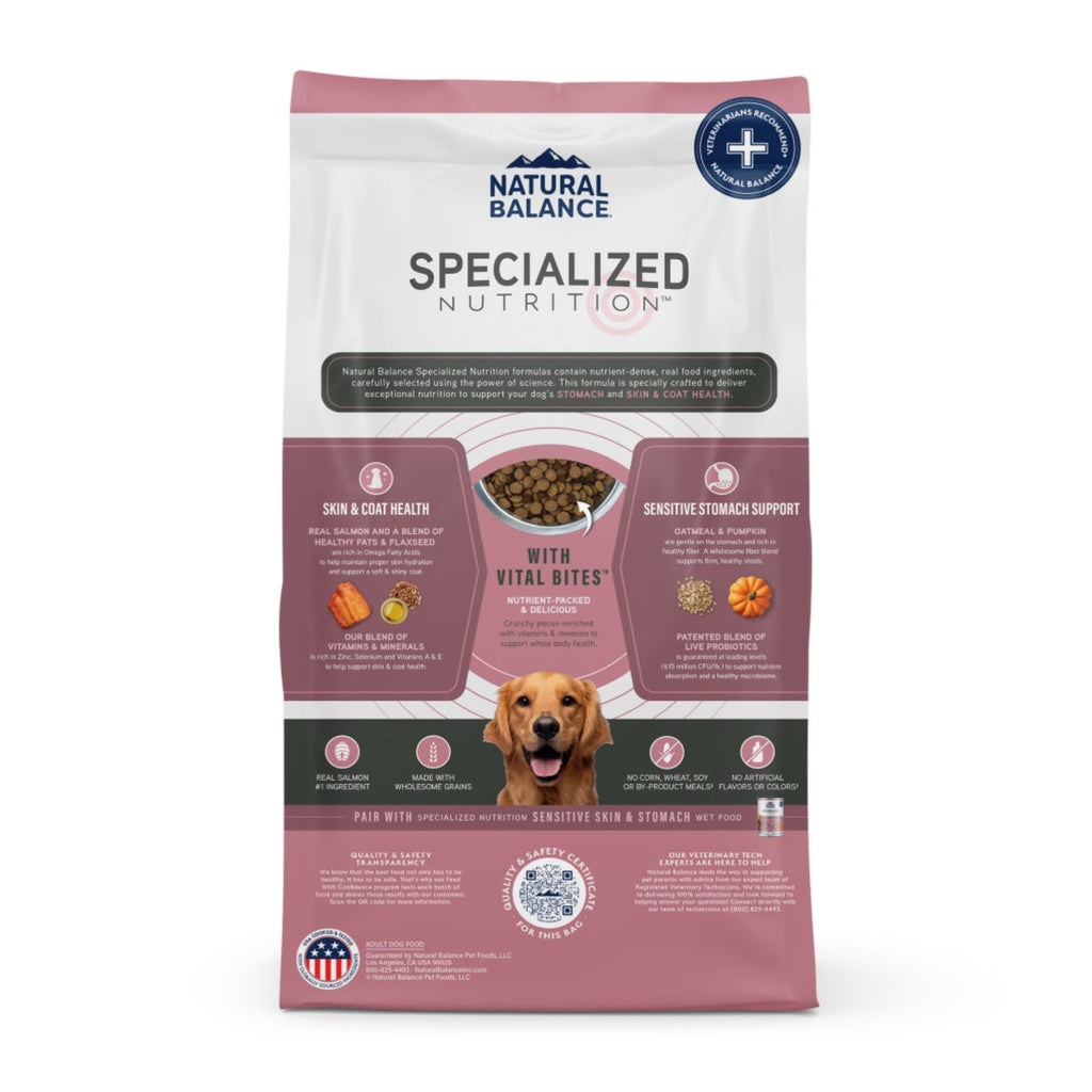 Natural Balance Pet Foods Specialized Sensitive Skin  Stomach Dry Dog Food Salmon  Oatmeal, 1ea/22 lb