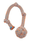 Mammoth EXTRA Flossy Webbing Ball with Fling Handle Dog Toy Small 16in