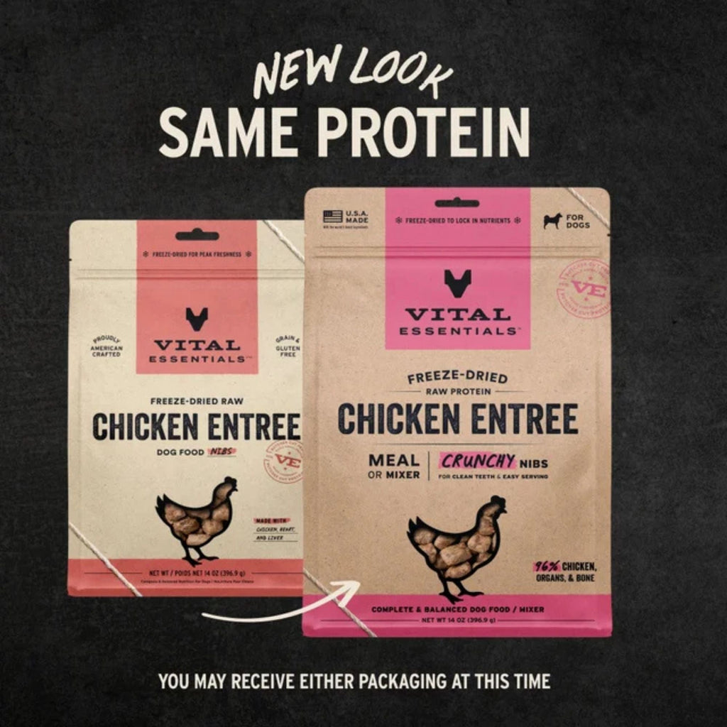 Vital Essentials Dog Freeze-Dried Raw Grain Free Chicken Entree Nibs 14oz.