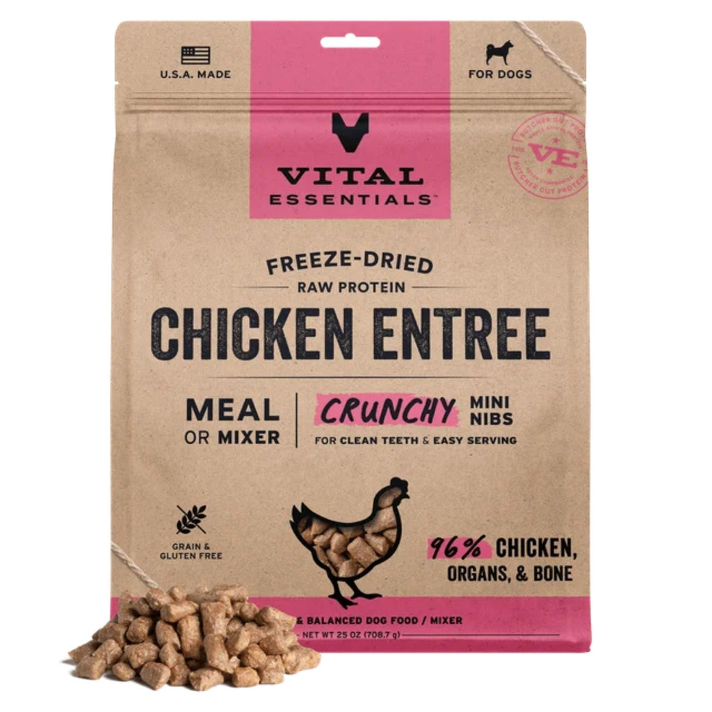 Vital Essentials Dog Freeze-Dried Raw Grain Free Chicken Entree Mini Nibs 25oz.