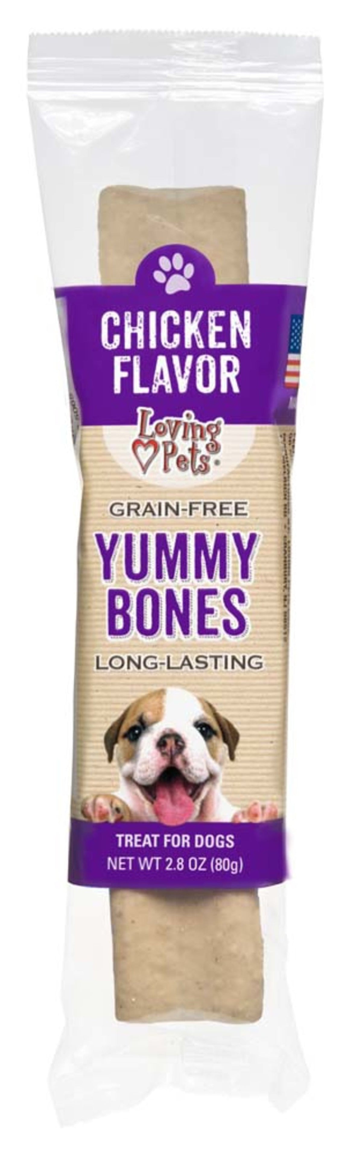 Loving Pet Yummy Bone Chicken Flavor Filled Dog Treat Wrapped 2.8oz