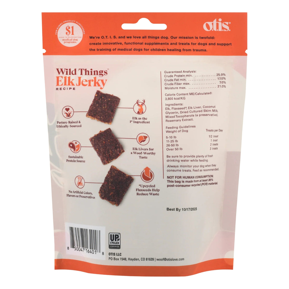 Otis Dog Wild Things Elk Jerky 4oz.