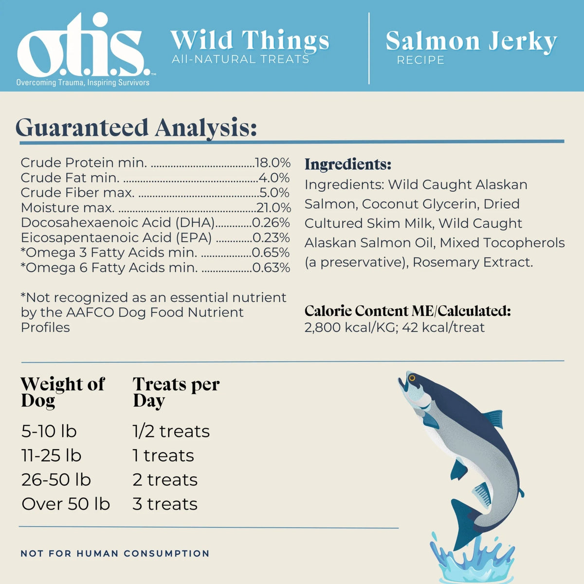 Otis Dog Wild Things Wild Alaskan Salmon Jerky 4oz.