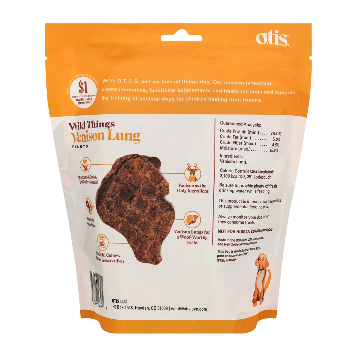 Otis Dog Wild Things Grain Free Venison Lung Filets 4oz.