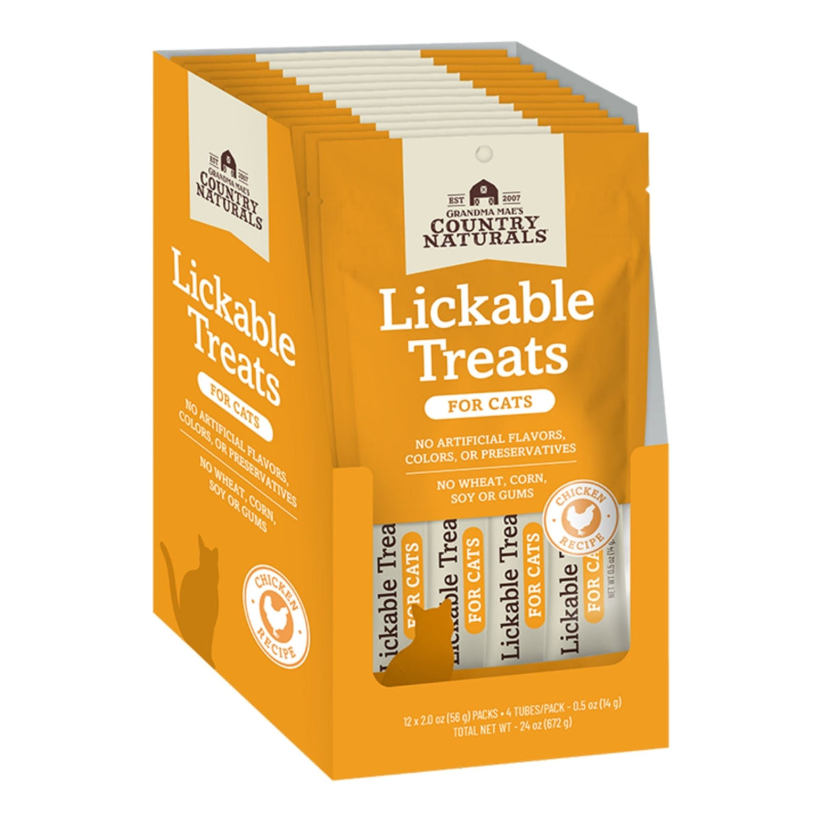 Grandma Mae's Country Naturals Cat Lickable Treats Chicken 4 Count - 12 Pack