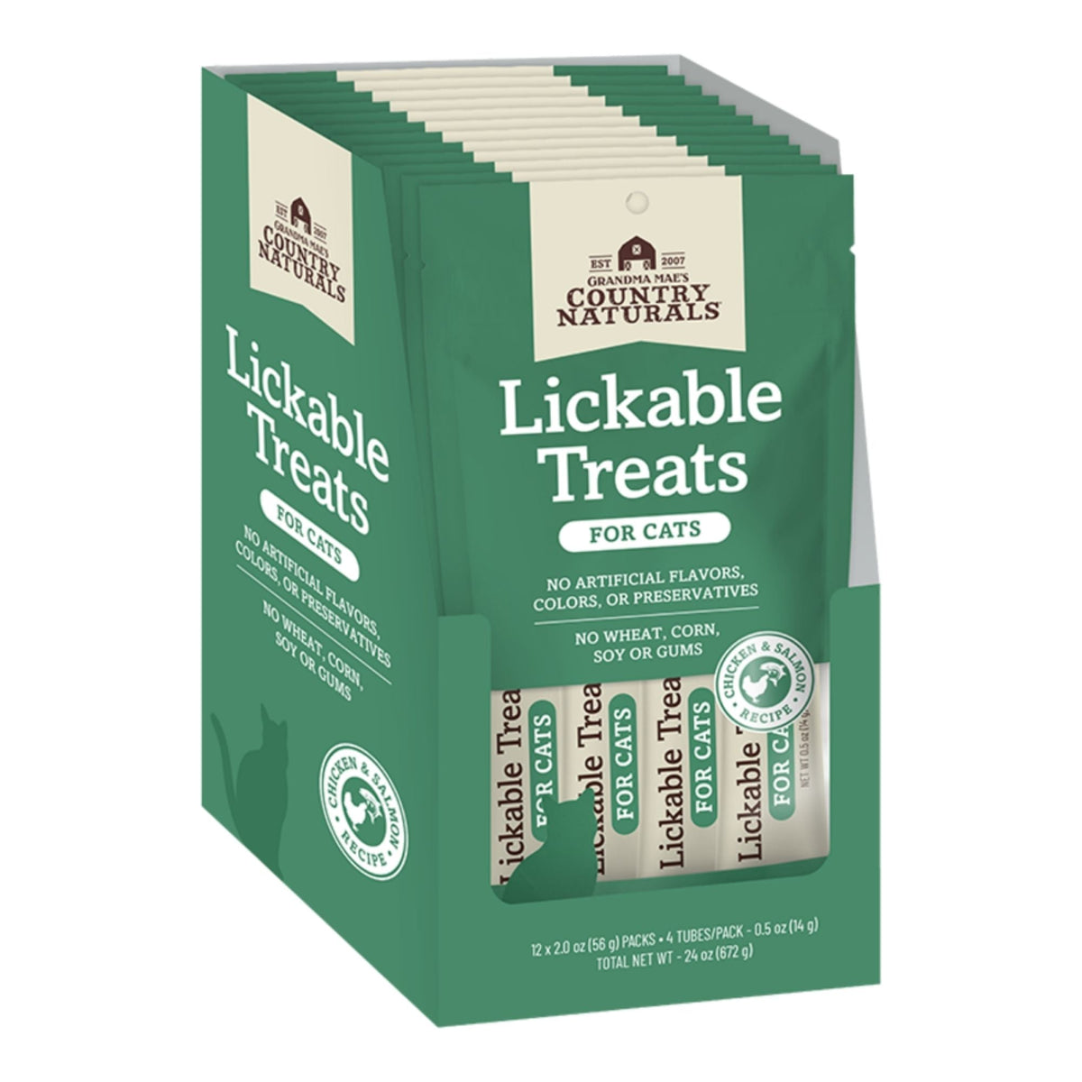 Grandma Mae's Country Naturals Cat Lickable Treats Chicken & Salmon 4 Count - 12 Pack