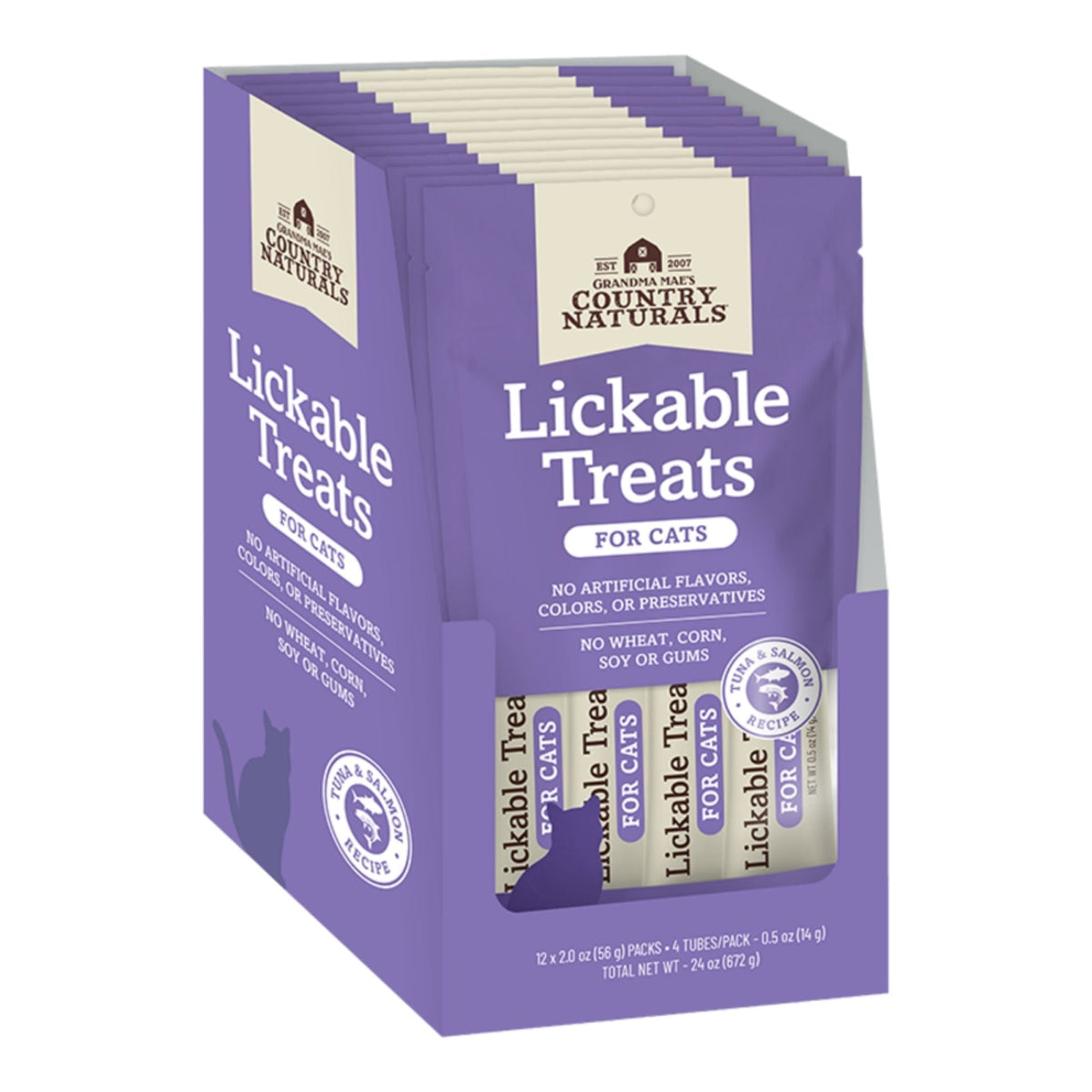 Grandma Mae's Country Naturals Cat Lickable Treats Tuna & Salmon 4 Count - 12 Pack