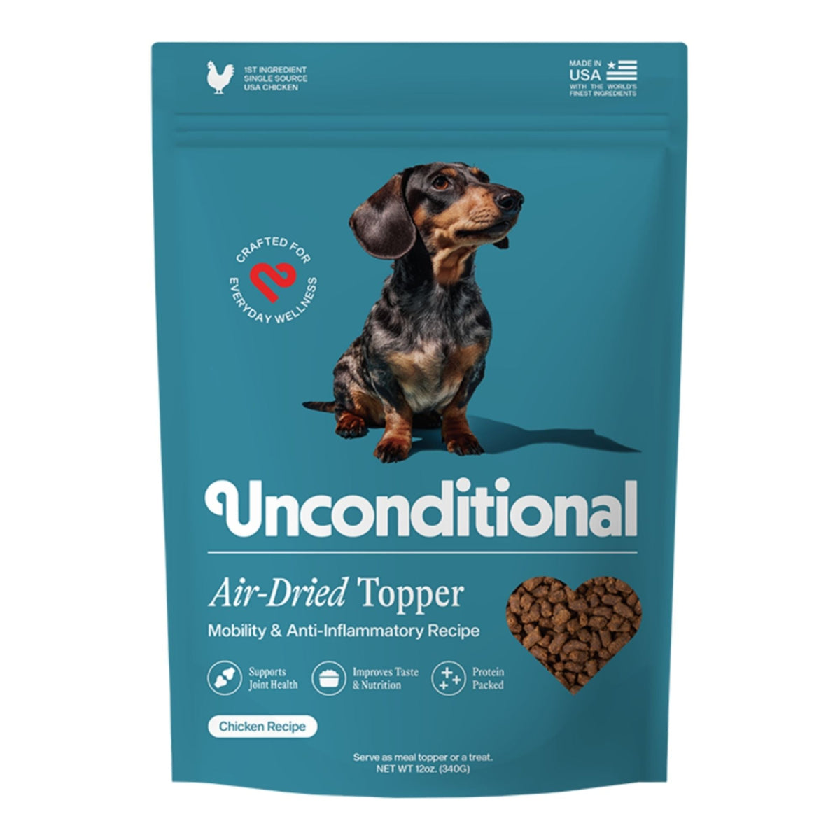 Unconditional Dog Air - Dried Topper Mobility & Anti - Inflammatory Chicken Recipe 12oz.