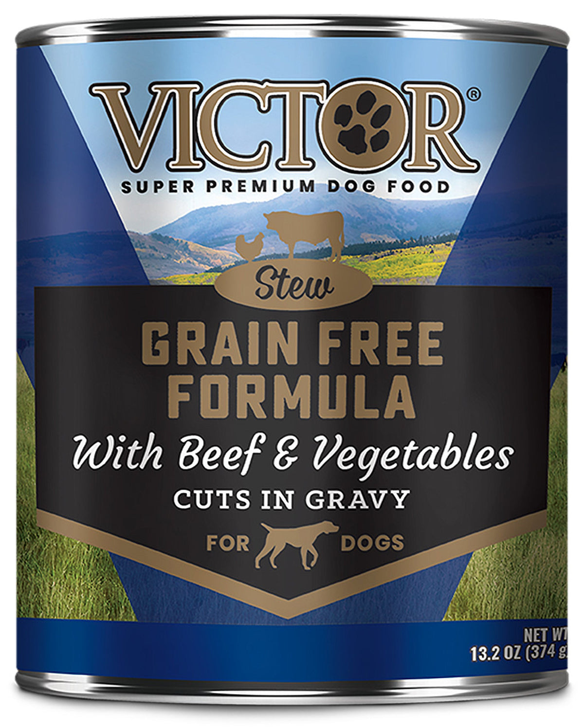 Victor Grain Free Beef & Vegetable in Gravy Canned Dog Food 12ea/13.2oz
