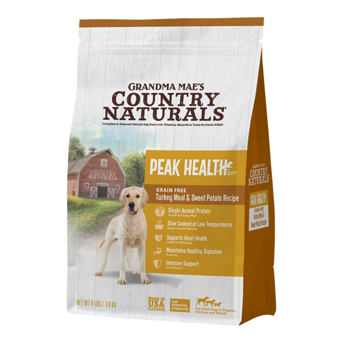 Grandma Mae's Country Naturals Dog Peak Health Grain Free Turkey Meal & Sweet Potato Recipe 4lbs.