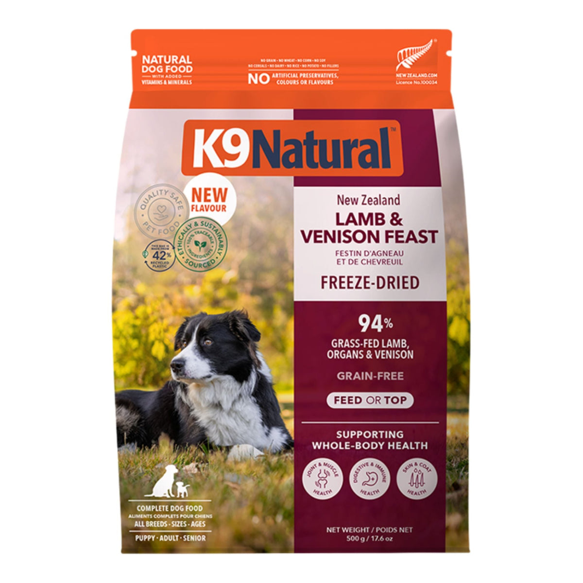 K9 Natural Dog Freeze-Dried Grain Free New Zealand Lamb & Venison Feast 3.5oz.