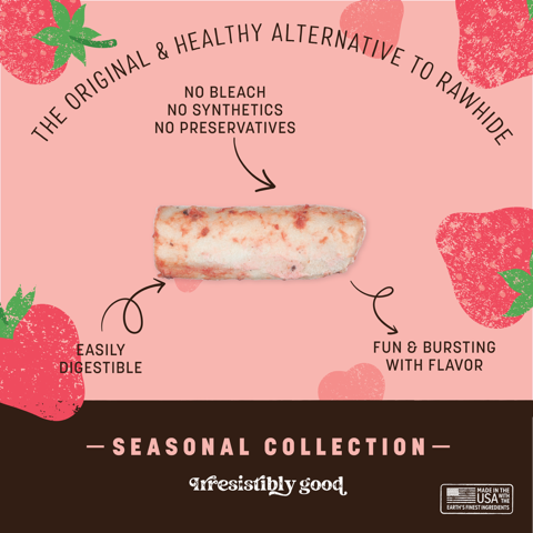 EARTH ANIMAL DOG NO HIDE ROLLS STRAWBERRIES & CREAM MEDIUM 10 COUNT